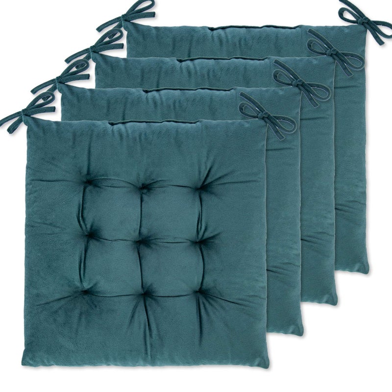 WONDER MIRACLE 4 Pack Seat Cushion/Chair Cushion Pads for Dining Chairs, Office Chair, Floor, Machine Wash & Dryer Friendly (Flannel 16"Ã—16", Darkâ€‚Greenish) - Image 1
